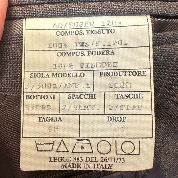 Zero Alta Sartoria 38 R Italian Super 120s Wool Blazer Gray W/ Tan White Stripes - Picture 5 of 12